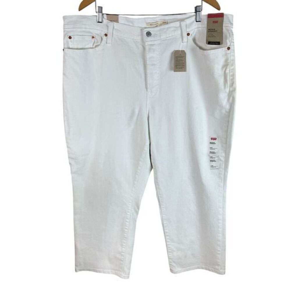 NEW Levis Womens Wedgie Straight Stretch High‎ Rise Jeans 24W White Denim $79.50